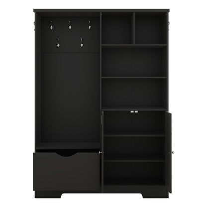 Hall Tree Storage Cabinet Black