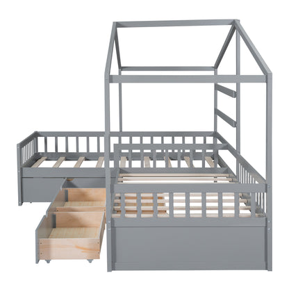 Twin House Bed Gray