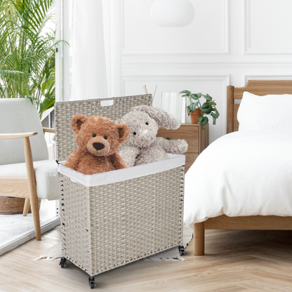 Grey Laundry Hamper with Lid and 2 Removable Bags
