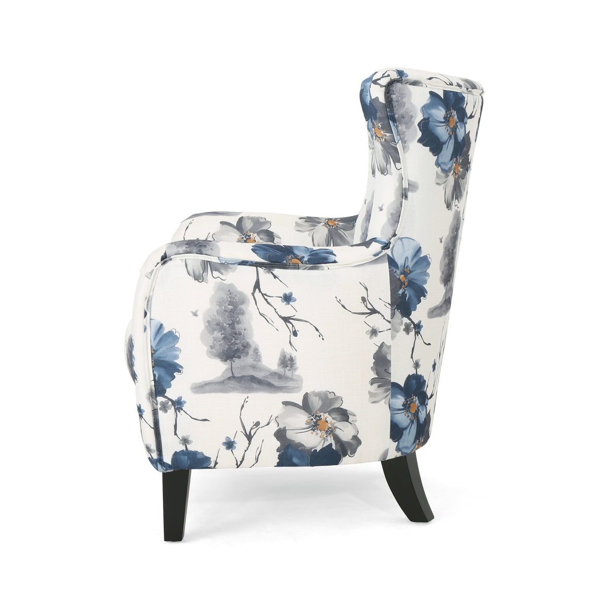 Retro Printed Accent Chair Blue