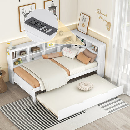Twin Daybed with Storage Shelf White
