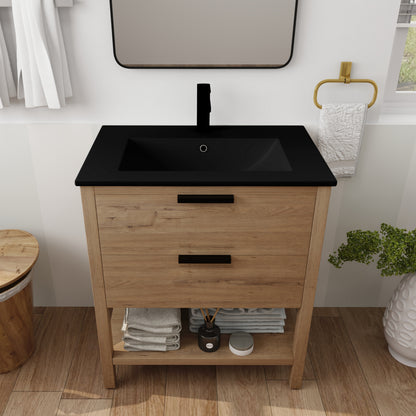 30-Inch Vanity with 2 Drawers Black Finish