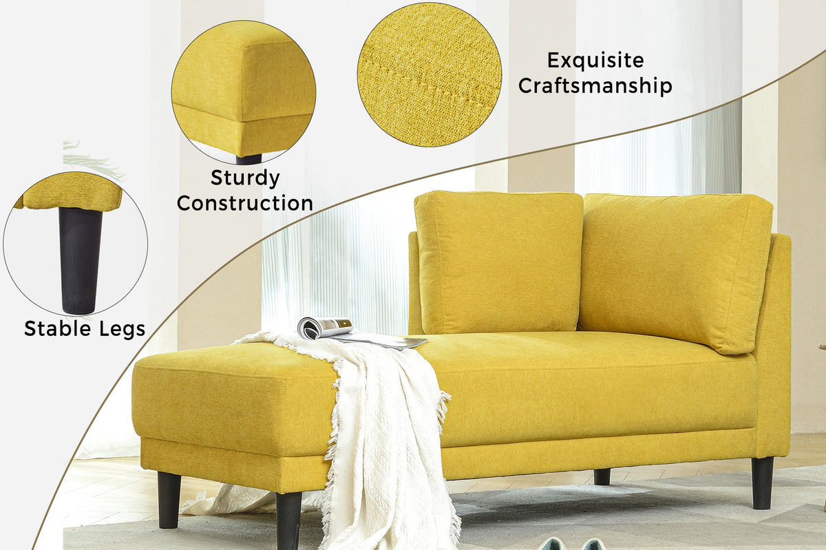Mid-Century Fabric Chaise Lounge Beige