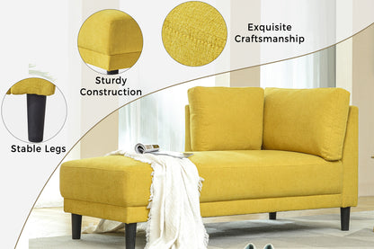 Mid-Century Fabric Chaise Lounge Beige