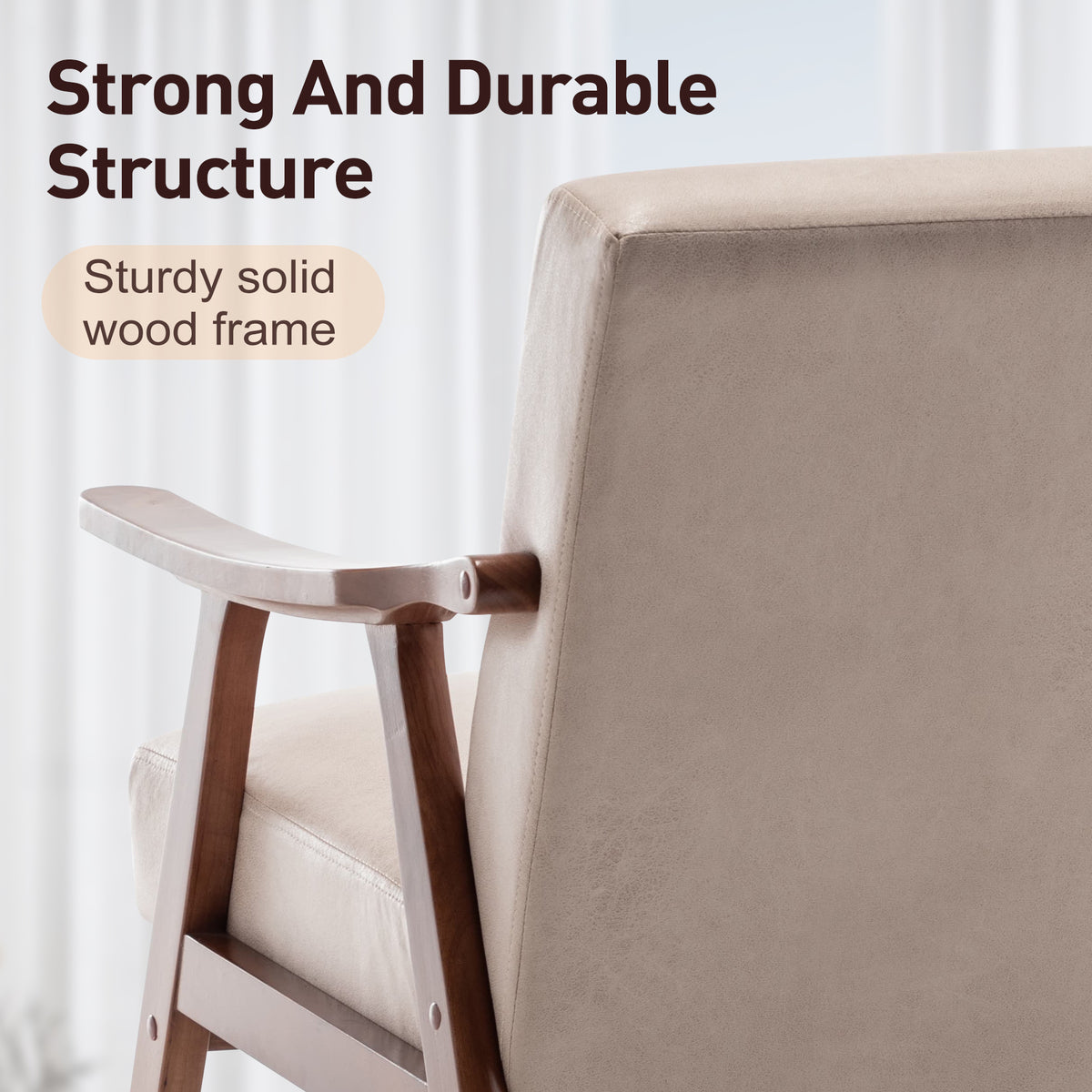 Oakwood Accent Armchair – Beige Linen