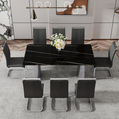 Modern Glass Dining Table Silver Base