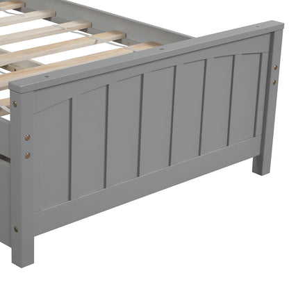 Twin Platform Bed with Trundle Gray