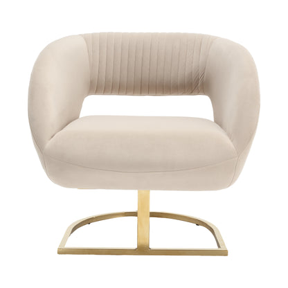 Tufted Accent Chair with Metal Frame Beige