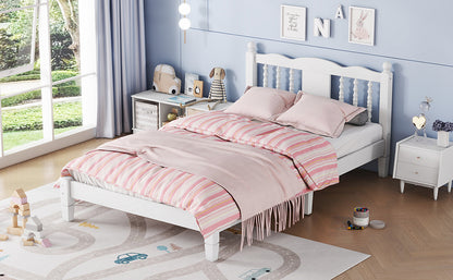 Twin Upholstered Bed with Column Headboard
