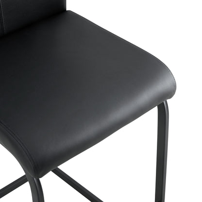 Black PU Counter Stool Set (2 pcs)