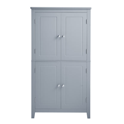 Gray Bathroom Floor Cabinet with Adjustable Shelves