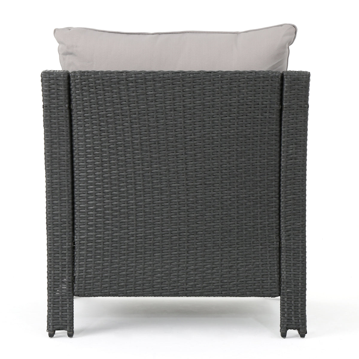 Grey PE Wicker Outdoor Club Chairs – Set of 2 with Cushions