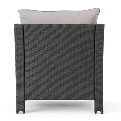 Grey PE Wicker Outdoor Club Chairs – Set of 2 with Cushions