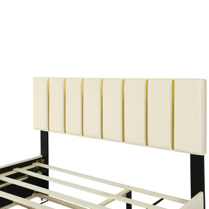 Queen Upholstered Bed Beige