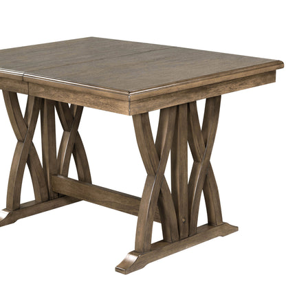 Dining Set with Cushioned Chairs Brown