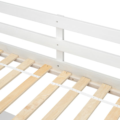 White Twin Loft Bed with Storage & Ladder