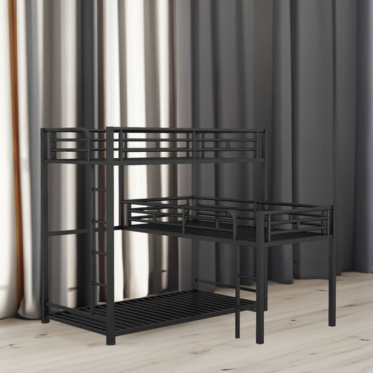 Metal Triple Bunk Bed Black