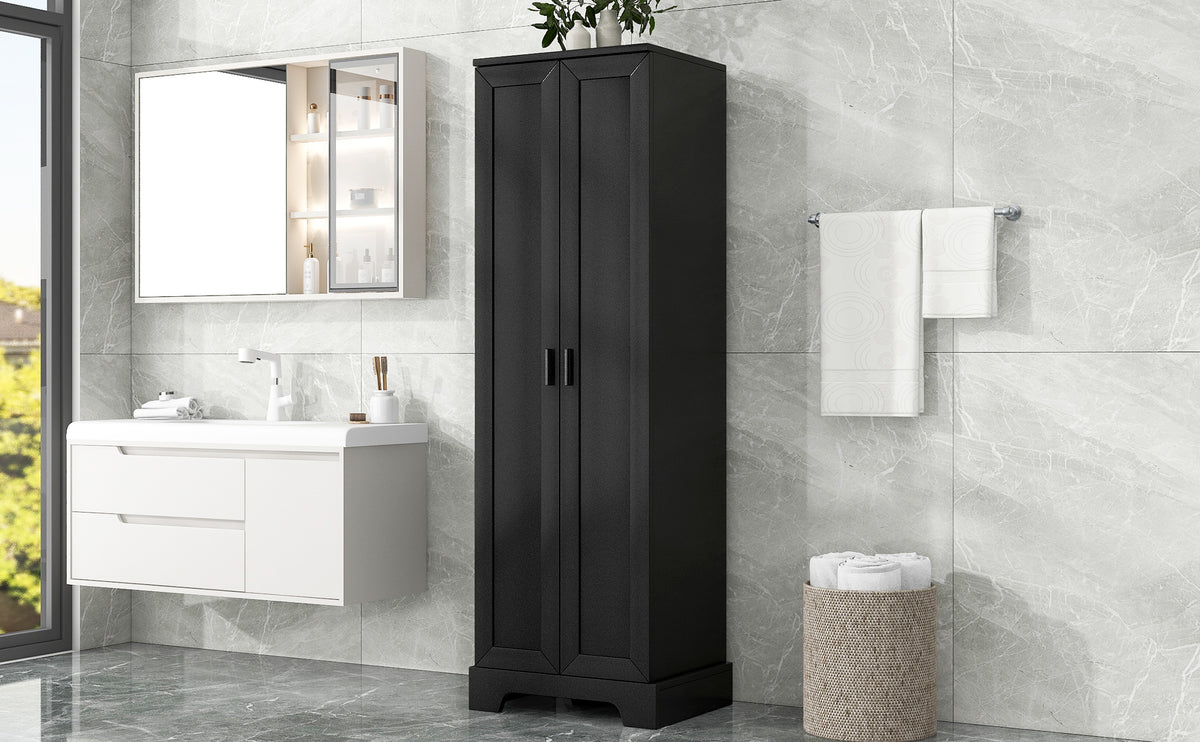 Black Storage Cabinet with Adjustable Shelf MDF Board