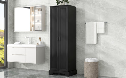Black Storage Cabinet with Adjustable Shelf MDF Board