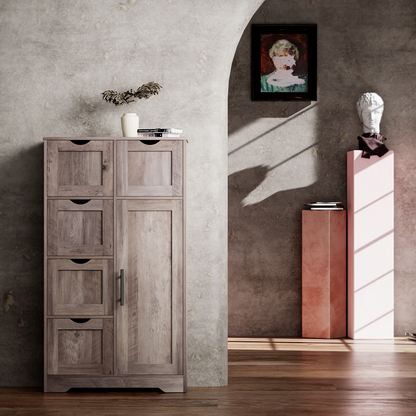 Tall Bathroom Cabinet – Grey Wood