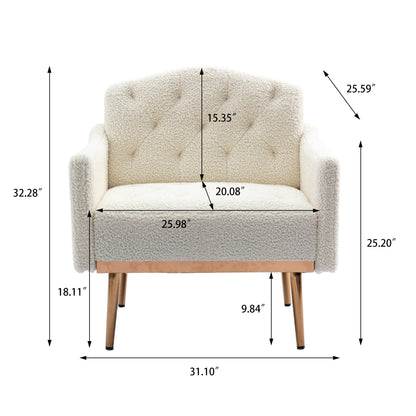 Teddy Armchair with Gold Legs – White