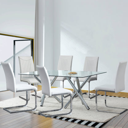 Modern Glass Dining Table – 71" Rectangular Table for 6-8 People
