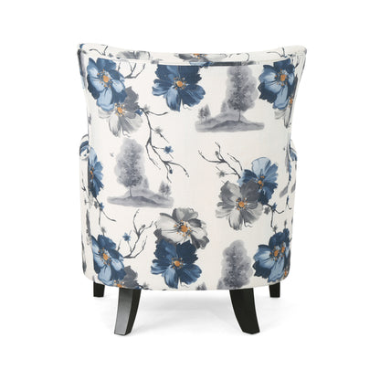Retro Printed Accent Chair Blue