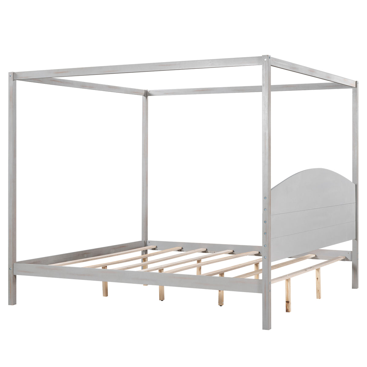 King Canopy Bed Gray Wash