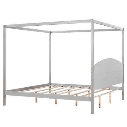 King Canopy Bed Gray Wash