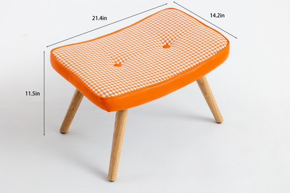 Wooden Step Ottoman with Cushion Orange