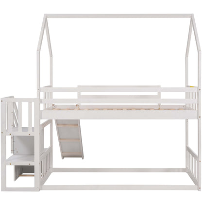 Twin House Bunk Bed White