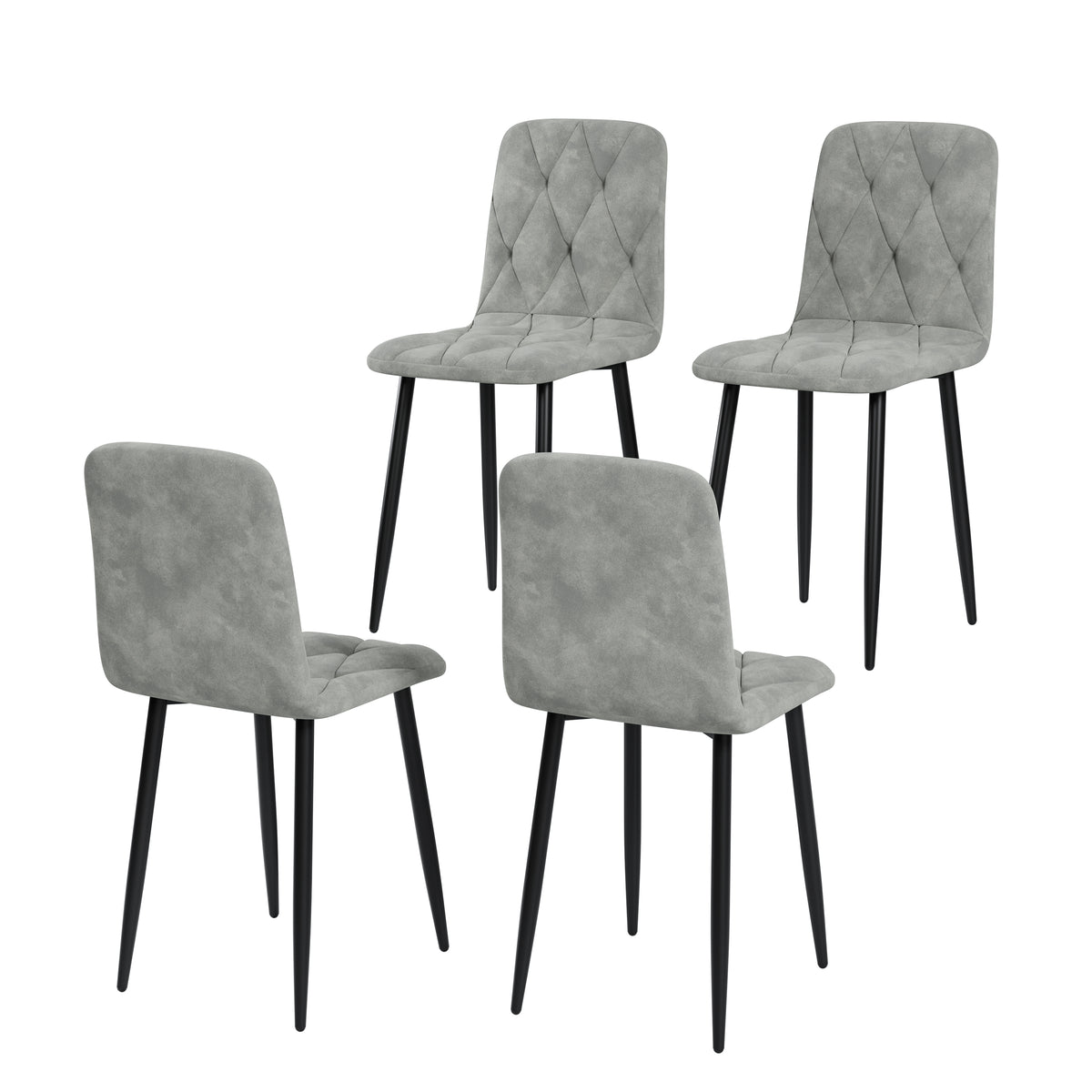 Upholstered Dining Chair Set (4 pcs) – Chrome Legs