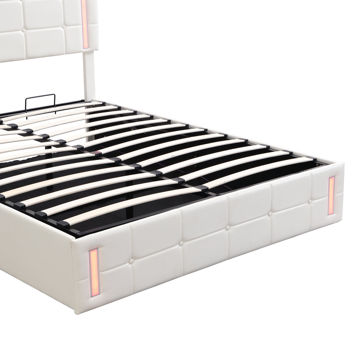 Queen Upholstered Bed with LED White
