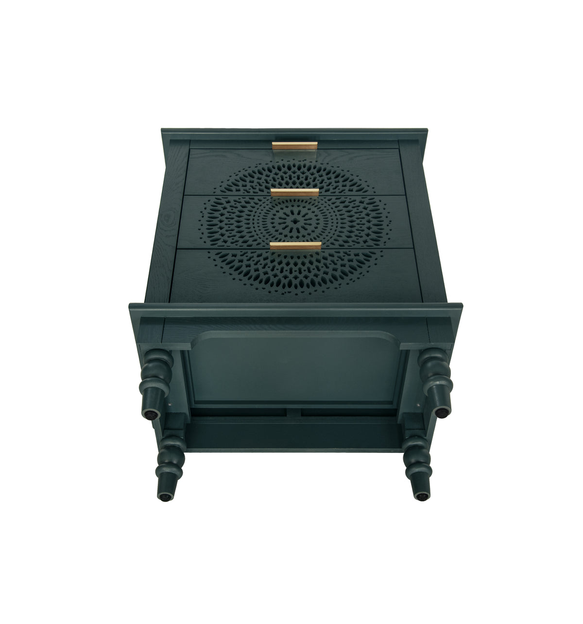 Carved Storage Chest with Metal Handles