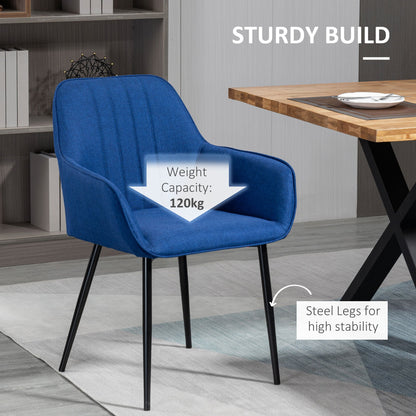 Robbie Modern Dining Chairs Set of 2 with Armrest-Dark Blue