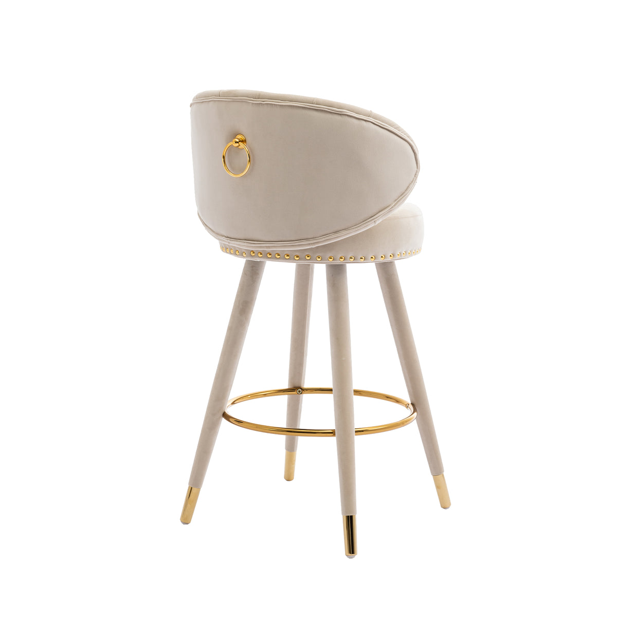 Coolmore Velvet Bar Stools (2 pcs) – Beige