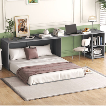 Queen Murphy Bed with Rotating Base Gray