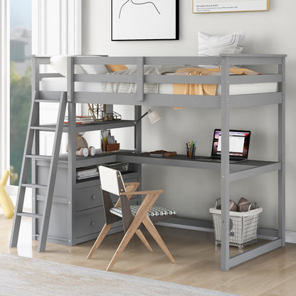 Twin Loft Bed Gray