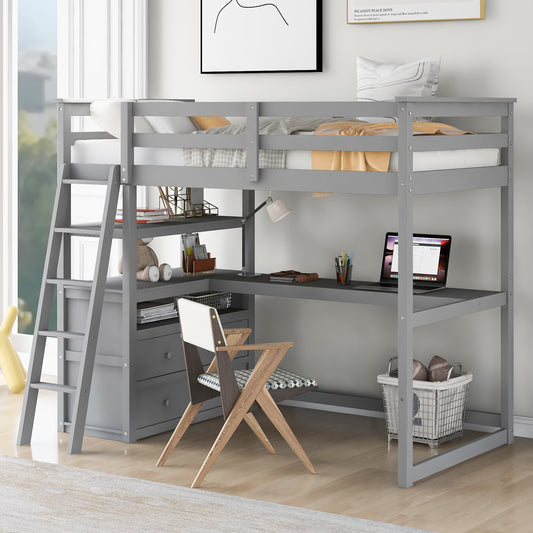 Twin Loft Bed Gray