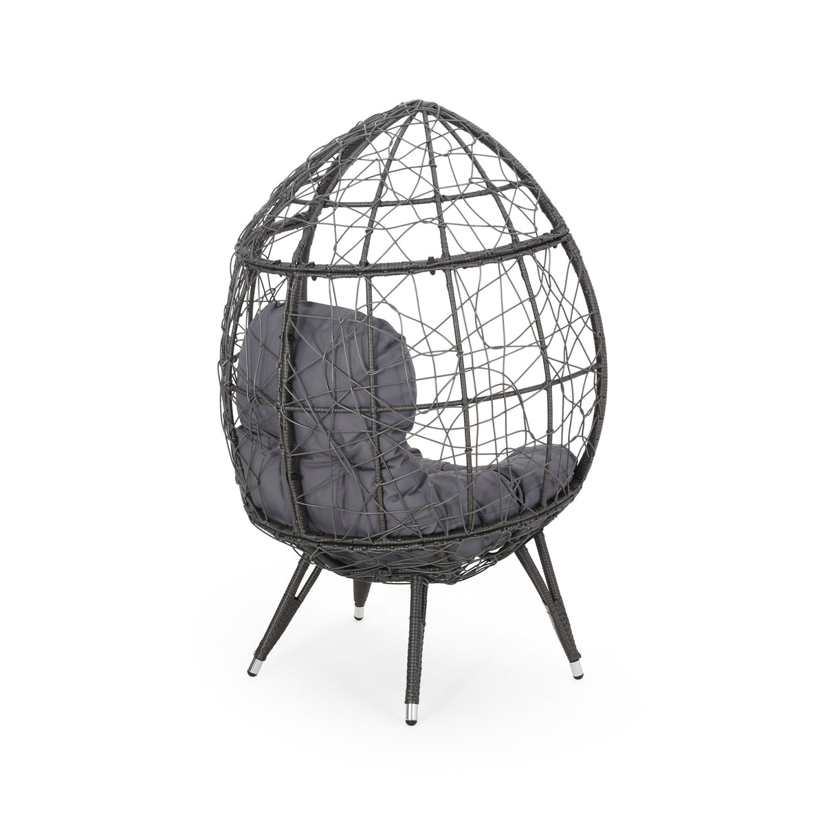 Gianni Teardrop Outdoor Dining Chair – PE Rattan & Iron with Cushion
