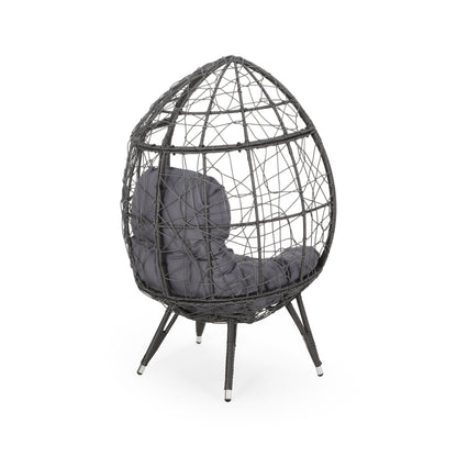 Gianni Teardrop Outdoor Dining Chair – PE Rattan & Iron with Cushion