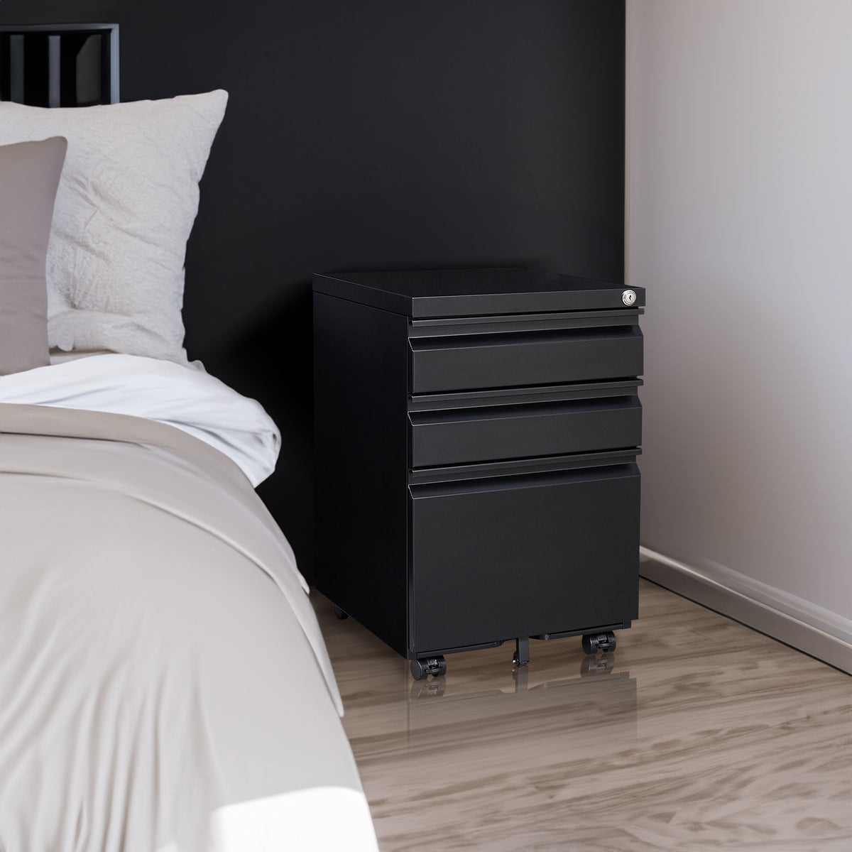 3-Drawer Metal Filing Cabinet with Lock