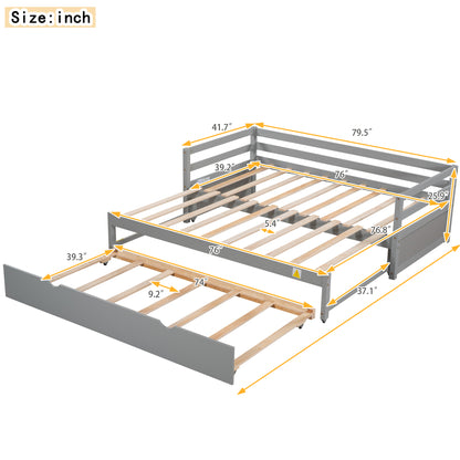 Twin or Double Trundle Daybed Gray