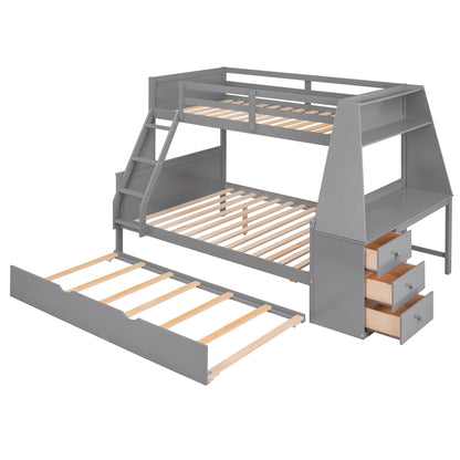Full Bunk Bed with Desk Gray