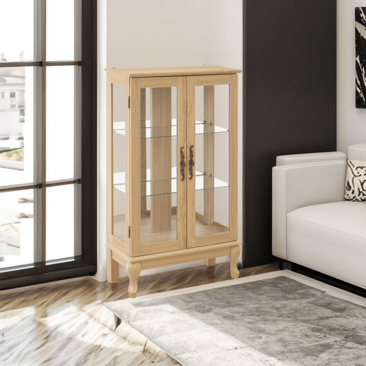 Dual Door Curio Display Cabinet with LED Light