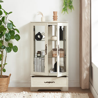 Oak Display Cabinet with LED Glass Doors