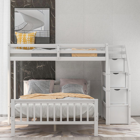 Twin Over Full Bunk Bed Gray Finish