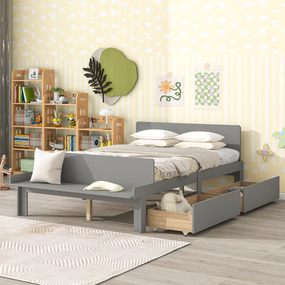 Full Bed with Bench Grey