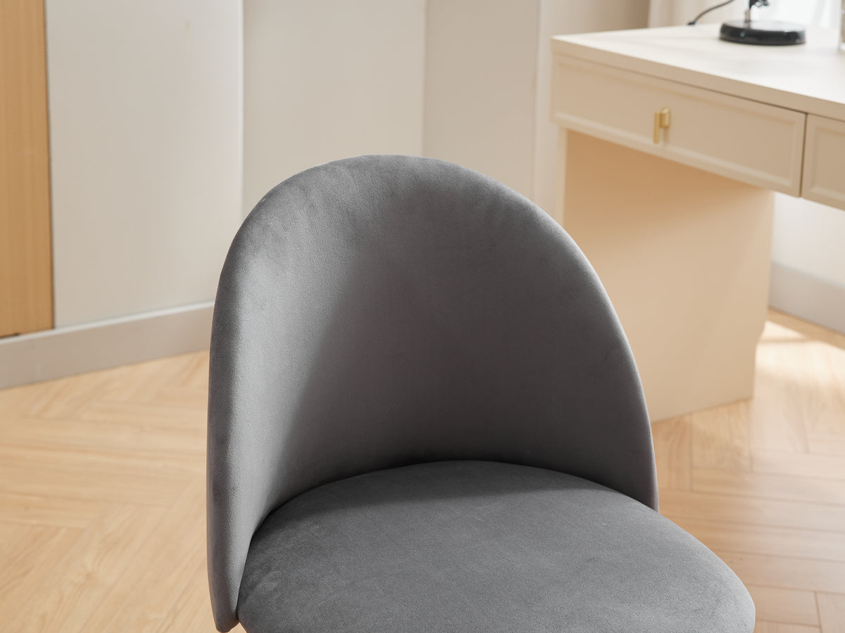 Velvet Swivel Office Chair – Black Legs