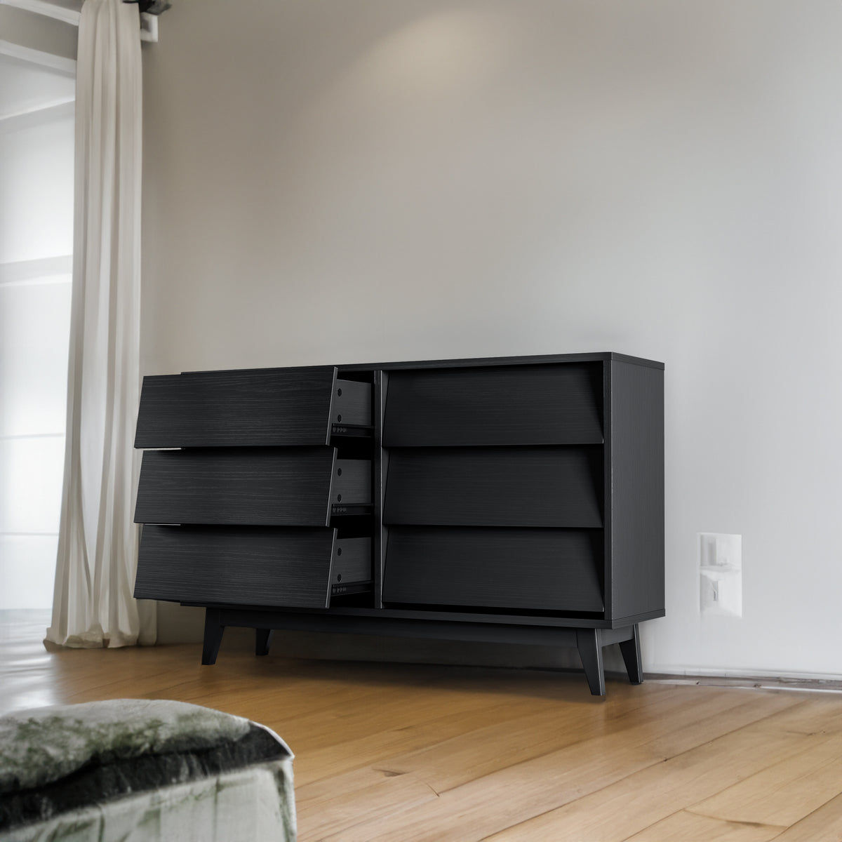 6-Drawer Double Dresser with Bevel Design